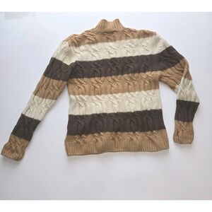 Vintage Y2K Timberland Lambswool Cable Knit Turtleneck Sweater Women Small Tan B